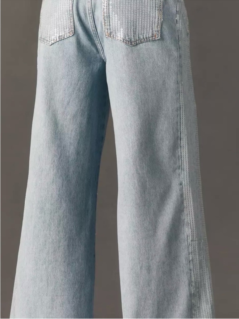 Pilcro Light Blue Sequin Wide-Leg Jeans - Picture 3 of 5
